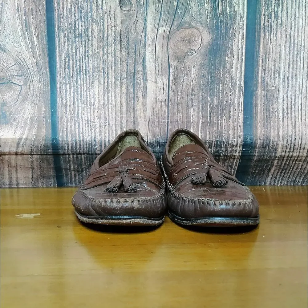 Men's Tassel Loafers Brown Slip-On Moc Toe‎ Dress Shoes